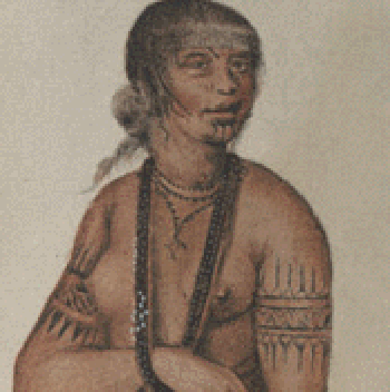 John White painting of Native American encountered in 1585