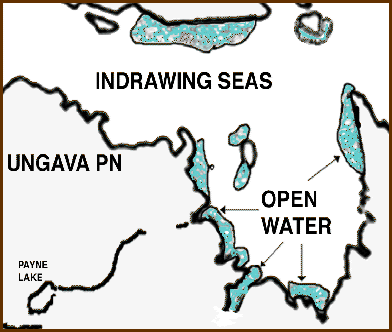 Map of Open Water Marvels in Ungava bay